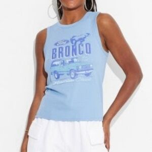 Ford Bronco graphic tank top sleeveless crew neck powder blue XL